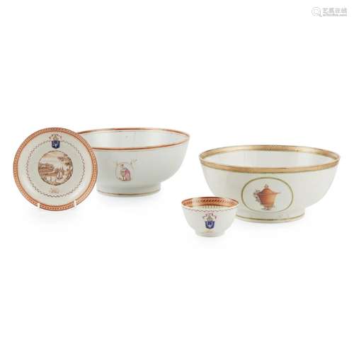 GROUP OF FOUR FAMILLE ROSE WARES QING DYNASTY, 18TH