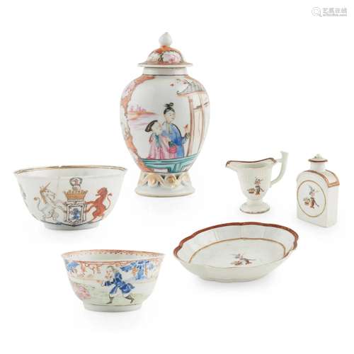 GROUP OF SIX FAMILLE ROSE WARES QING DYNASTY, 18TH