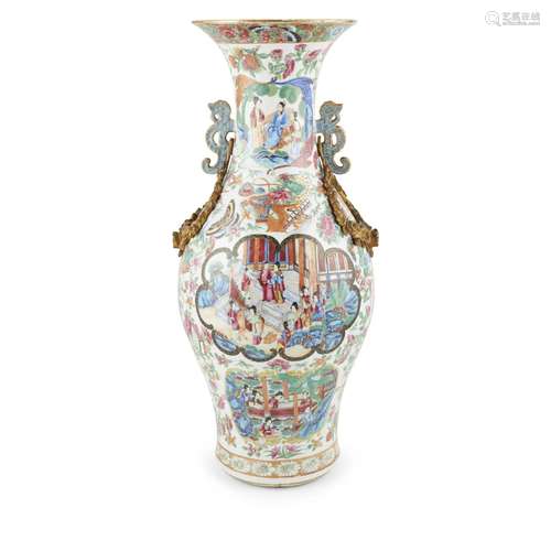 LARGE CANTON FAMILLE ROSE VASE QING DYNASTY, 19TH