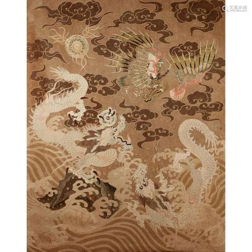 LARGE JAPANESE 'DRAGON' TAPESTRY MEIJI PERIOD