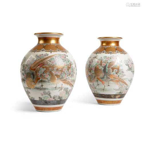 PAIR OF KAGA KUTANI VASES MEIJI PERIOD