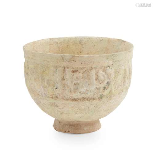 KASHAN MONOCHROME POTTERY FOOTED BOWL PERSIA, 12TH