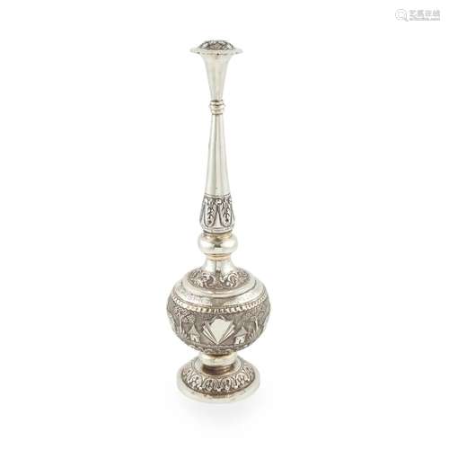 ANGLO-INDIAN SILVER ROSEWATER SPRINKLER BOMBAY, INDIA,