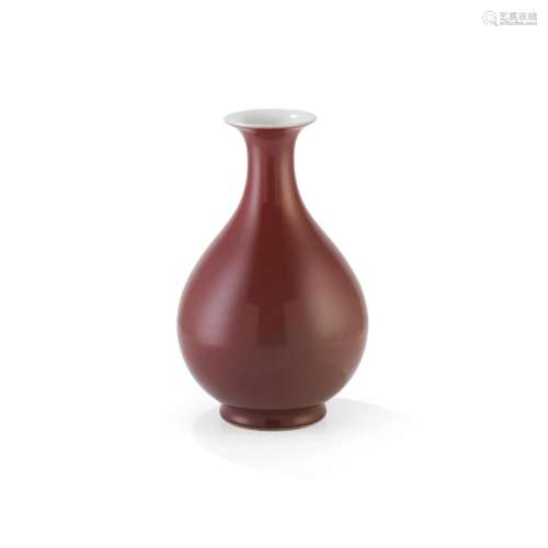 RED-GLAZED 'YUHUCHUAN' VASE DAOGUANG MARK AND POSS...