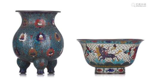 A rare collection of Chinese Ming style cloisonné ware, one ...