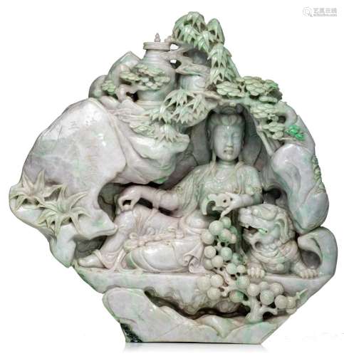 A Chinese jadeite carving of Bodhisattva Avalokiteshvara of ...