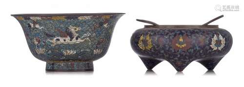 A rare collection of Chinese Ming style cloisonné ware, the ...