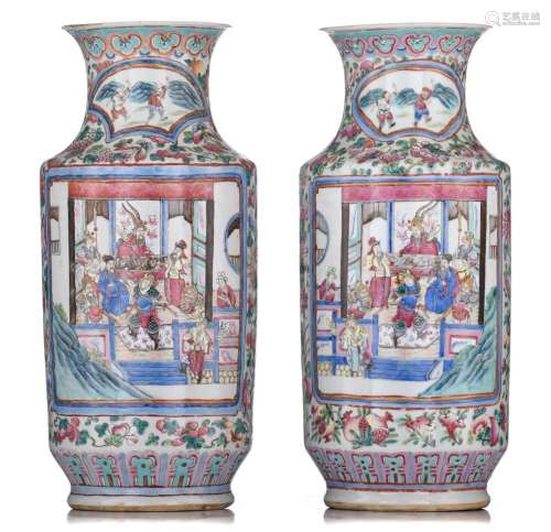 A pair of Chinese famille rose 'The Romance of the Three...
