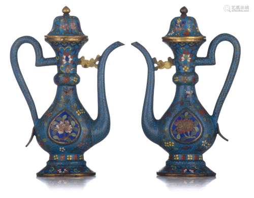 A pair of Chinese cloisonné enamelled bronze 'Aftaba-sty...