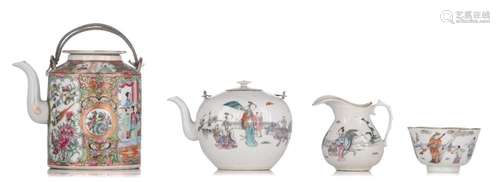 A collection of Chinese Canton and famille rose teaware, lat...