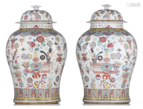 A pair of Chinese famille rose 'One Hundred Treasures...