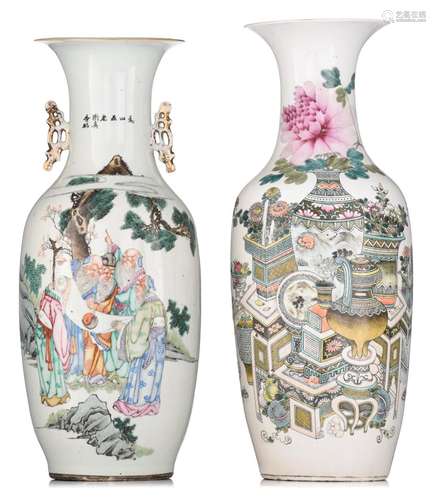 A Chinese 'Hundred Treasures' Qianjiangcai vase and ...