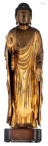 A Japanese gilt-wood standing figure of Amitabha Buddha, Edo...