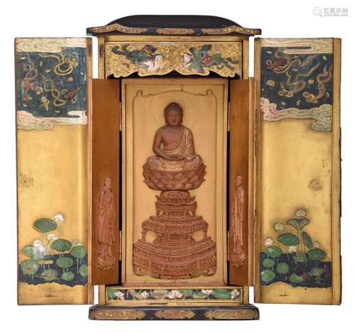 A Japanese lacquer zushi or travelling shrine, Edo period, H...