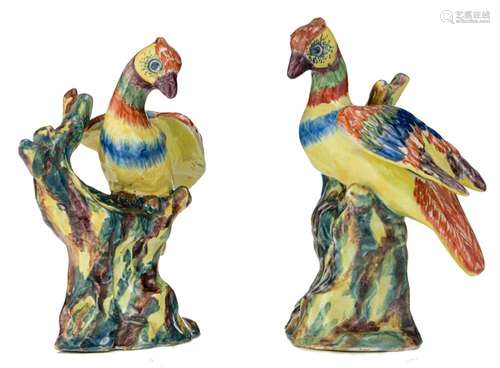 An exceptional near pair of Dutch Delft polychrome paradise ...