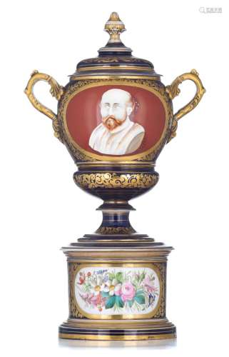 A large 'Vieux Bruxelles' porcelain pharmacy vase an...
