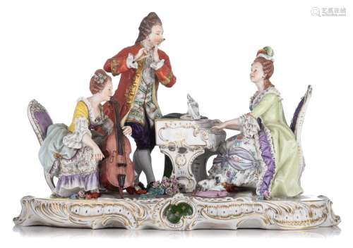 A large Saxony porcelain group, depicting a musical company ...