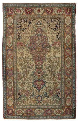 An antique Persian Ispahan rug, depicting the tree of life, ...