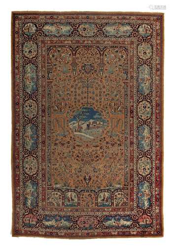 A fine antique Persian Kashan rug, 196 x 130 cm (+)