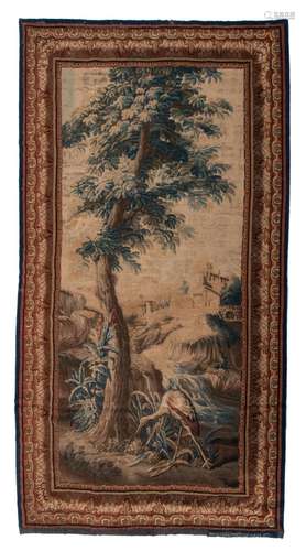 An Aubusson verdure wall tapestry, marked 'Aubusson F. G...