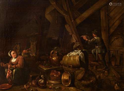 Follower of Cornelis Saftleven (c.1607-1681), a kitchen inte...