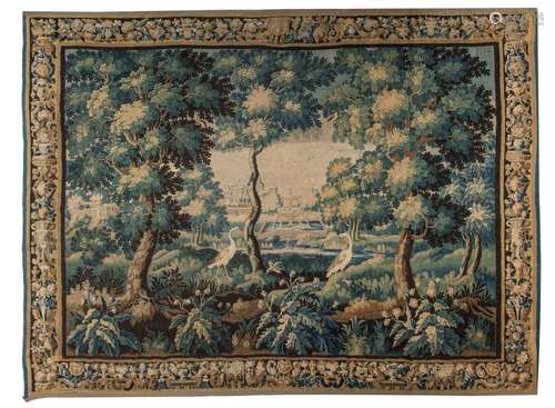 A verdure wall tapestry, Oudenaarde, 17thC, H 274 x W 360 cm