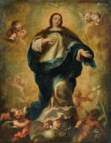 The Madonna and Child surrounded by angels, after Murillo, 1...