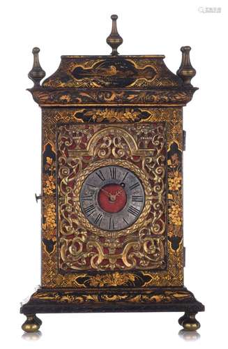 A very fine and charming lacquered chinoiserie bracket clock...