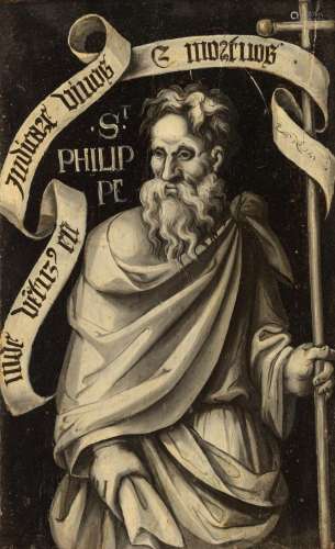 A grisaille painting of Philip the Apostle, late 16thC, oil ...
