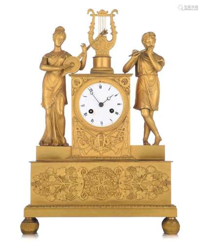 A fine French Restauration ormolu mantle clock, the first ha...