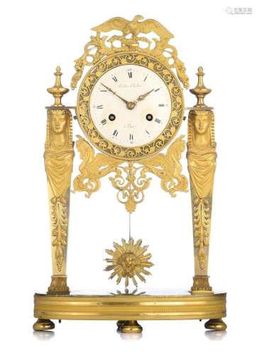 An Empire period mantle clock, the dial marked 'Paillet ...