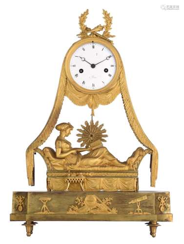 An exceptional French Empire ormolu mantle clock, depicting ...