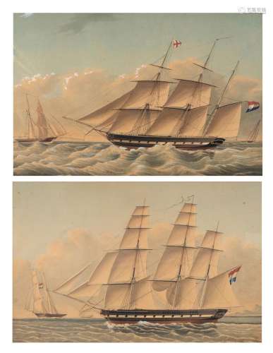 Dirk Antoon Teupken (1828-1859), a pair of pendant ship'...