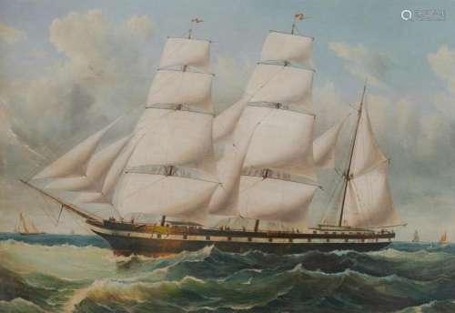 G. Loye (?), portrait of a sailing ship, oil on canvas on bo...