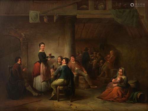Felix Van den Eycken (19thC), a genre scene in the inn, oil ...