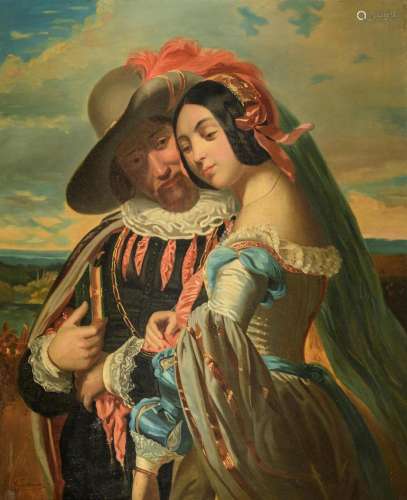 Henriette Lorimier (1775-1854), the gallant couple, 19thC, o...