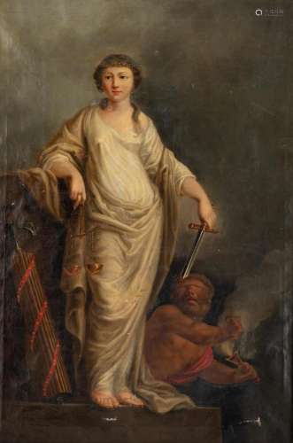 Lady Justice, early 19thC, oil on canvas, 56 x 82 cm