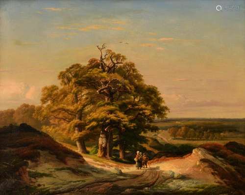 Joseph Quinaux (1822-1895), landscape with figures, 1943, oi...