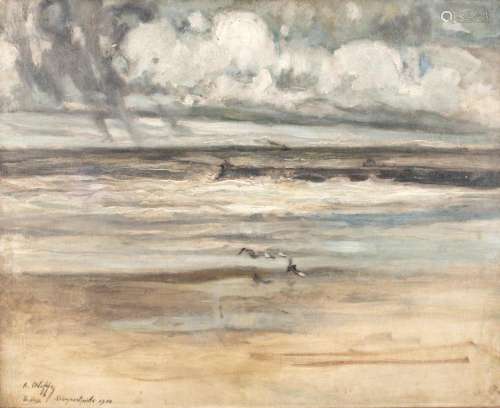 Auguste Oleffe (1867-1931), sight on the beach of Nieuport, ...