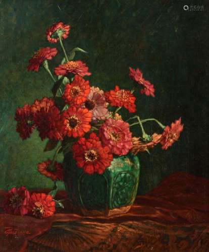 Cornelis Raaphorst (1875-1954), still life with flowers, oil...