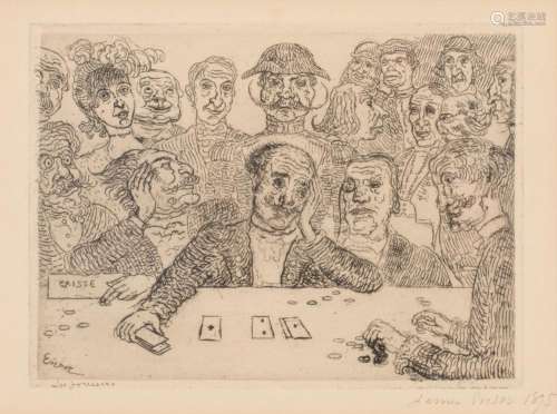 James Ensor (1860-1949), the card players, etching on paper,...