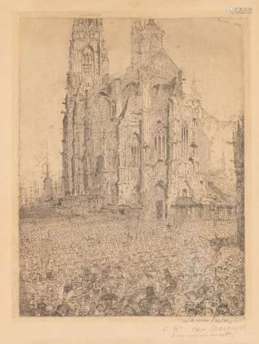 James Ensor (1860-1949), the cathedral, etching on paper, 18...