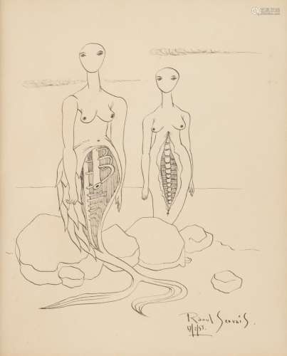 Raoul Servais (1928), Surrealist drawing, untitled, 1955, in...