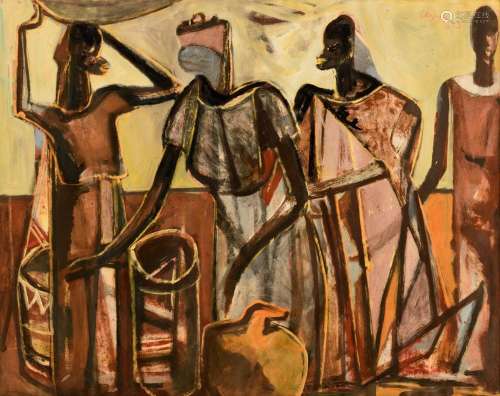 Floris Jespers (1889-1965), African ladies, 1953, oil on pap...