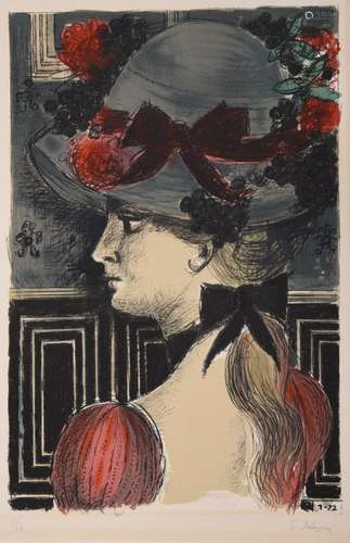 Paul Delvaux (1897-1994), 'Chapeau 1900', lithograph...