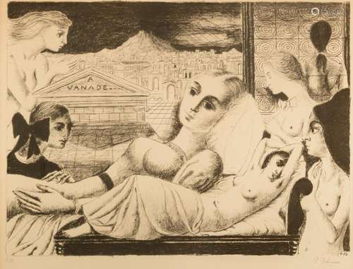 Paul Delvaux (1897-1994), Vanade, lithograph on vellum, 1972...