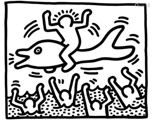 Keith Haring (1958-1990), 'Man on Dolphin', serigrap...