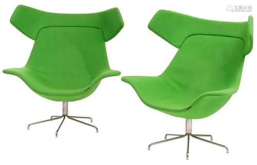 A vintage pair of green 'Oyster High' chairs, design...