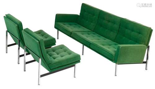 A '50s Knoll furniture set of a sofa and two matching ar...