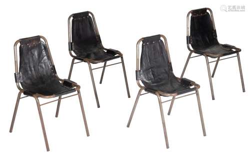 A set of four 'Les Arcs' type chairs, designed by Ch...